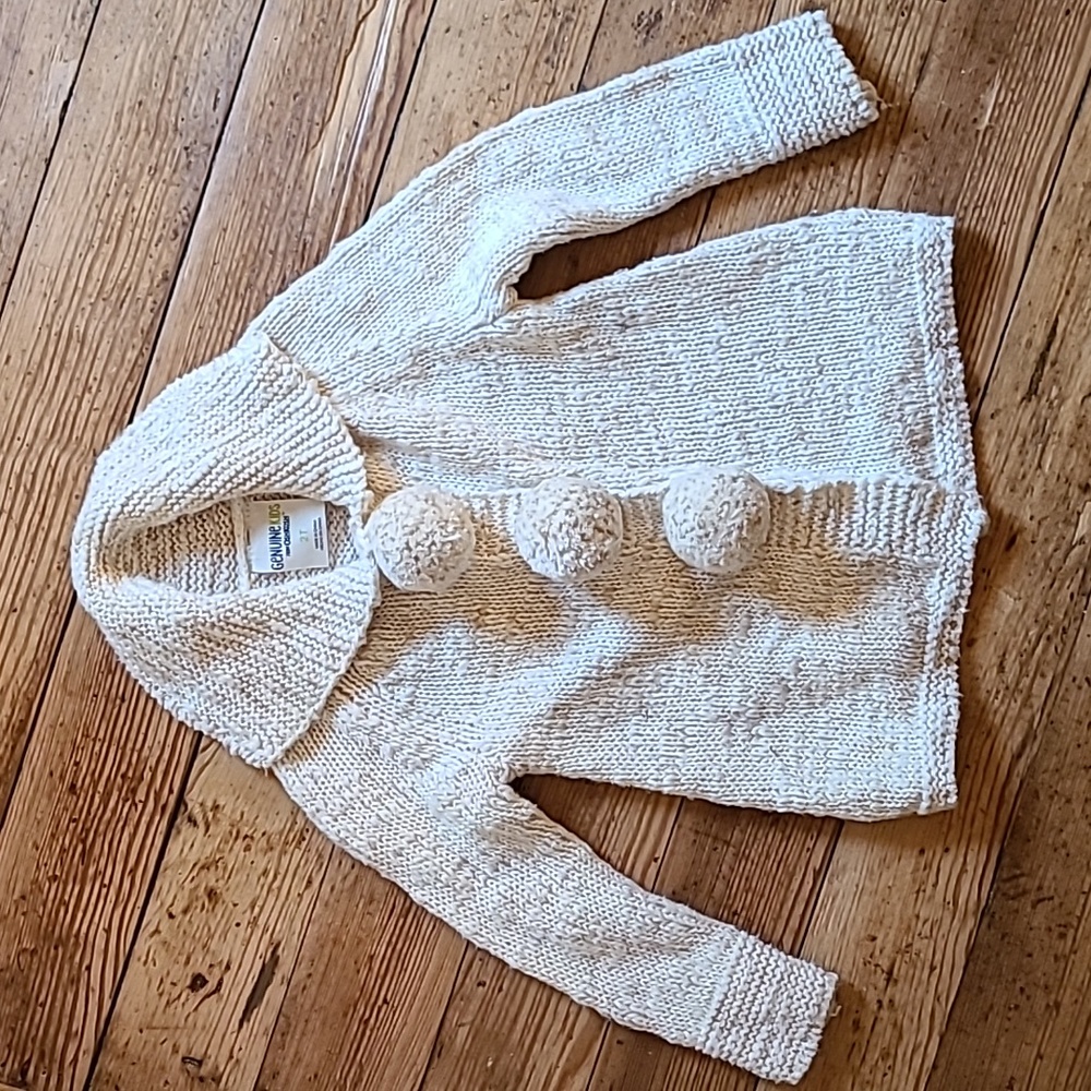 GENUINE KIDS From OSHKOSH PomPom Snap Cardigan Sweater Girls Size 2T
